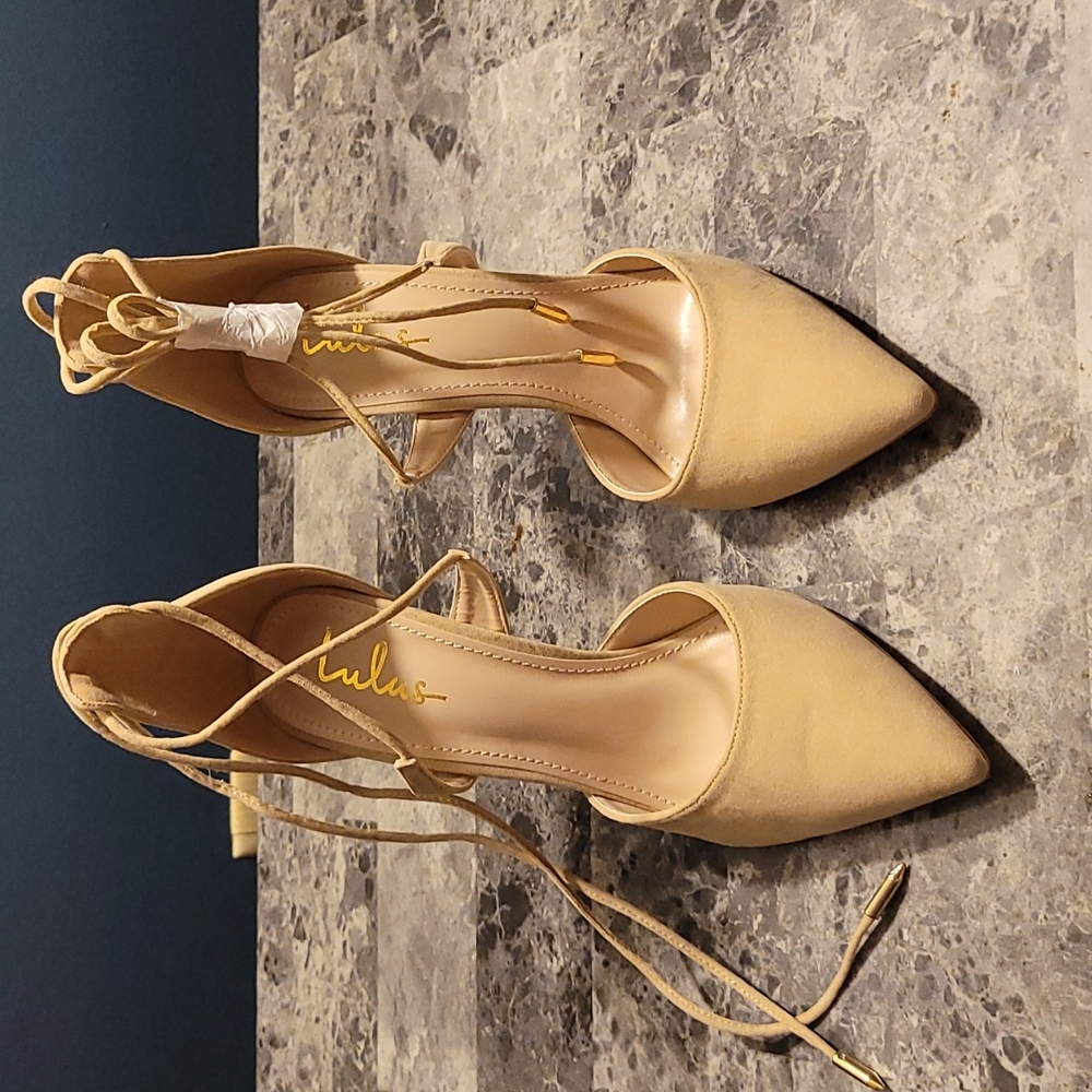 Dani nude suede lace up heels